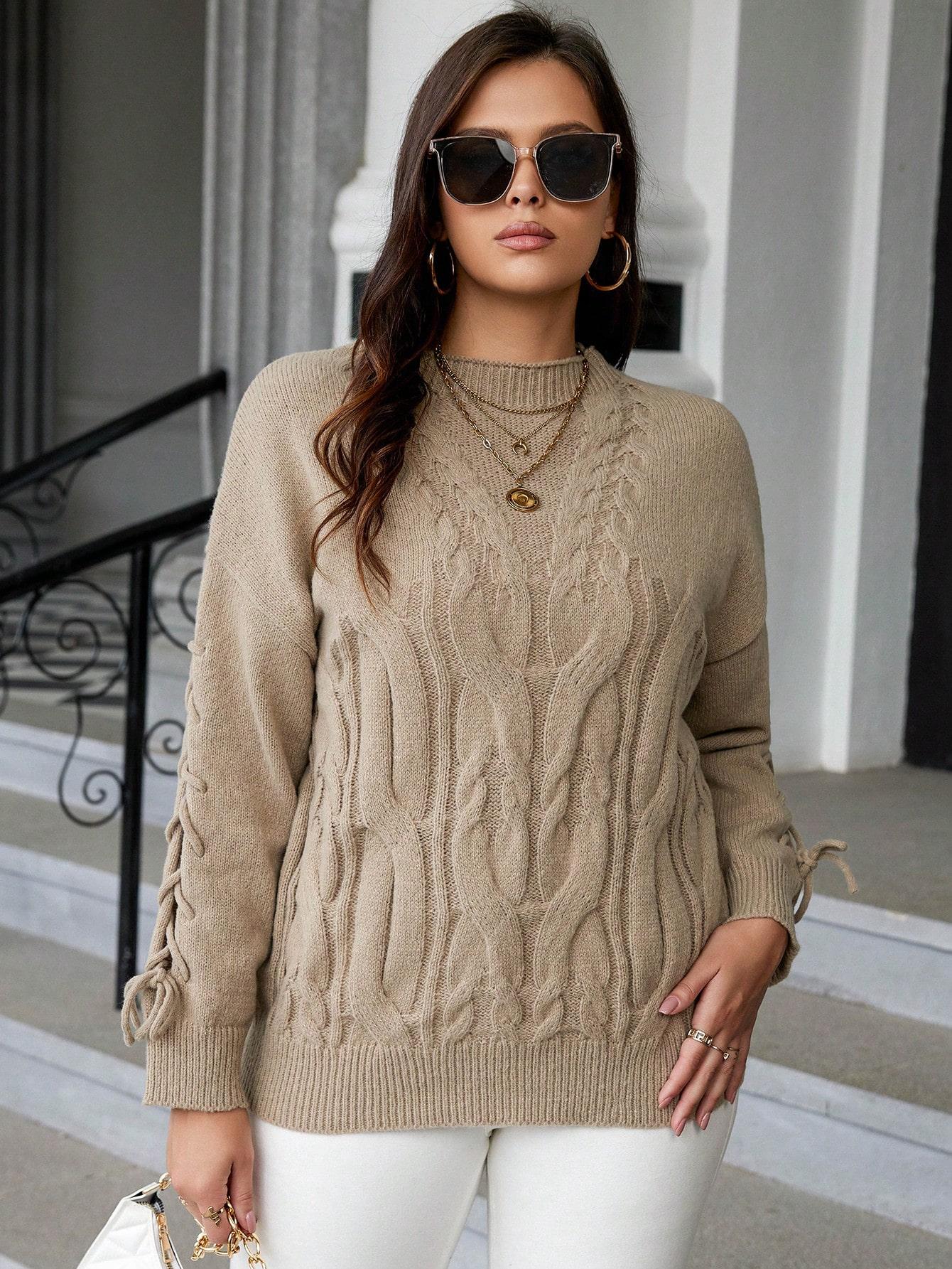 beżowy sweter casual