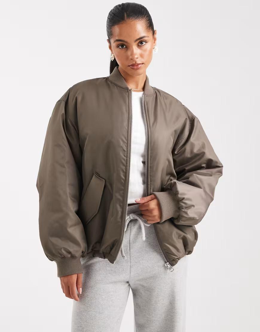 khaki kurtka bomber zamek