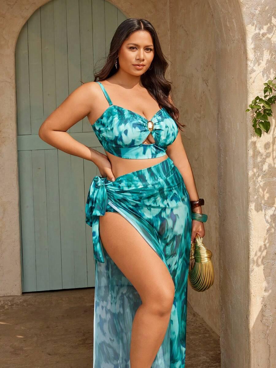 DWUCZĘŚCIOWY KOMPLET BIKINI ZE SPÓDNICĄ