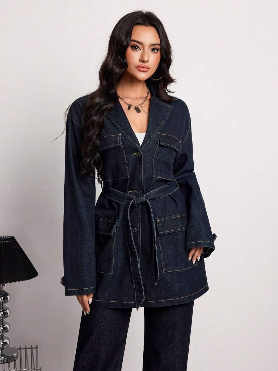 GRANATOWA KURTKA JEANS