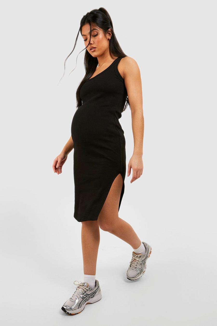 czarna sukienka ciążowa rozporek