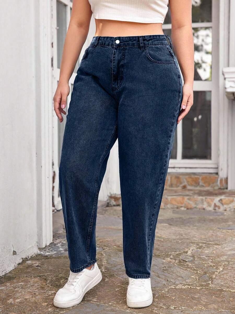 GRANATOWE SPODNIE JEANS 