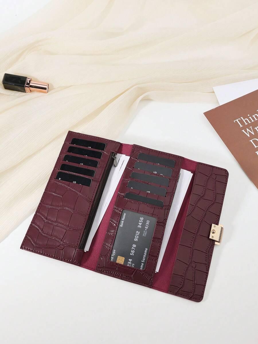 bordowy portfel imitacja skóry