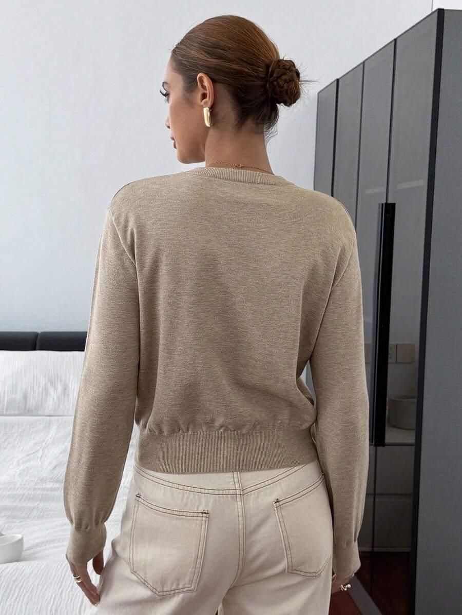BEŻOWY SWETER DŁUGI RĘKAW