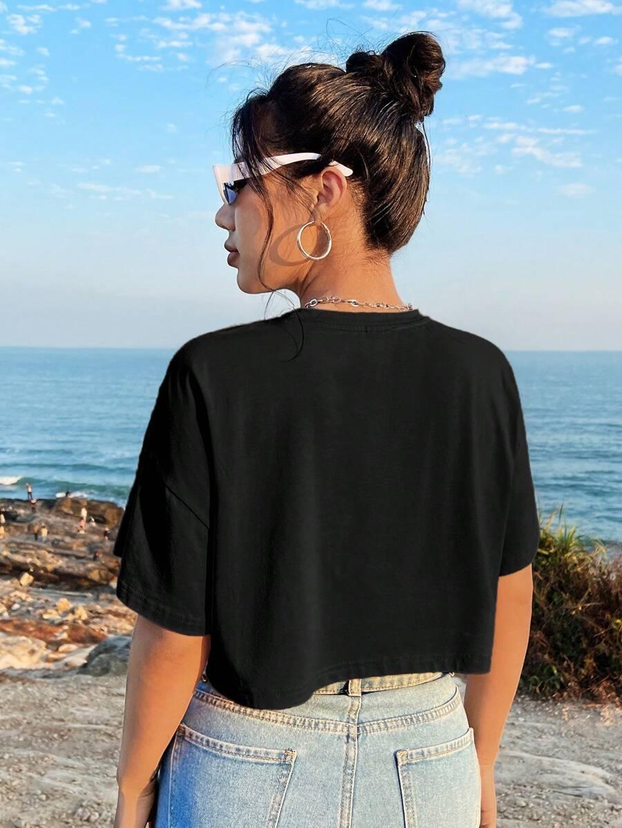 czarny t-shirt print