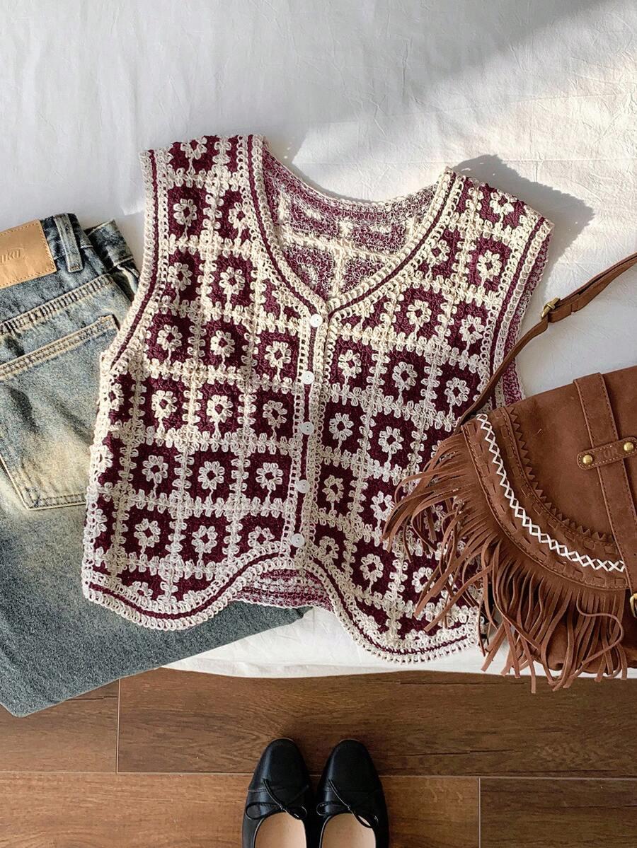 SWETER BEZ RĘKAWÓW wzór