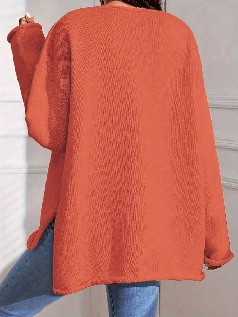 pomarańczowy sweter v-neck