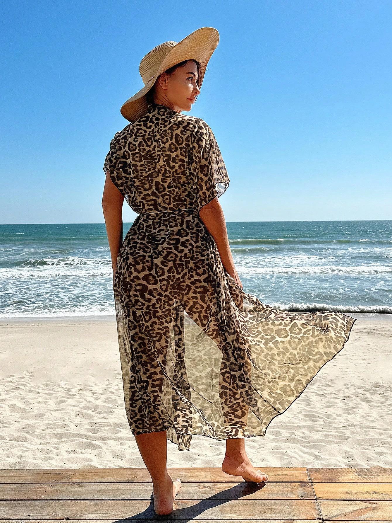 narzutka plażowa animal print