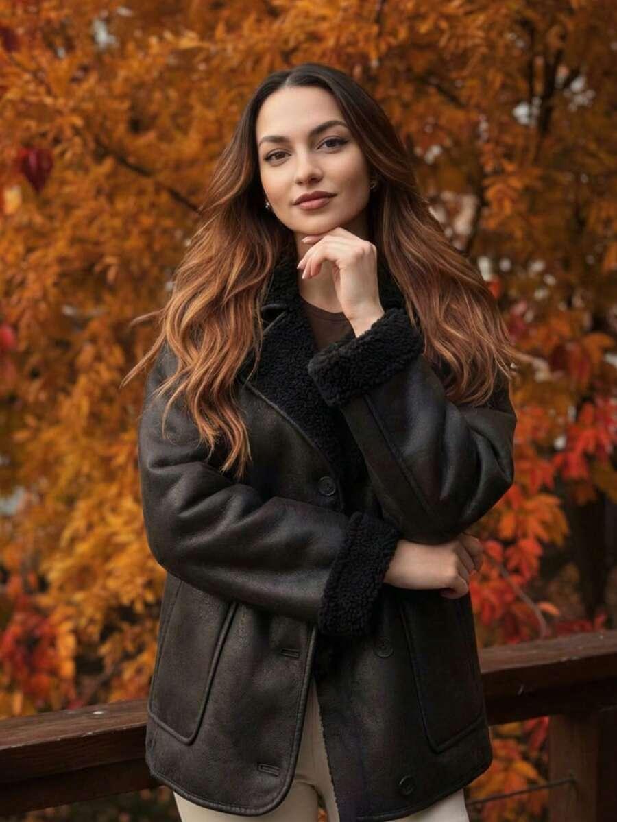 czarna kurtka imitacja skóry