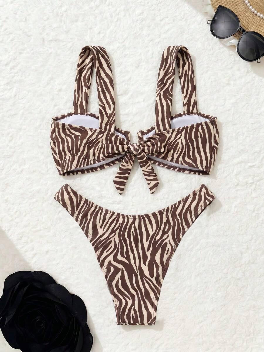 dwuczęściowy strój kąpielowy komplet animal print
