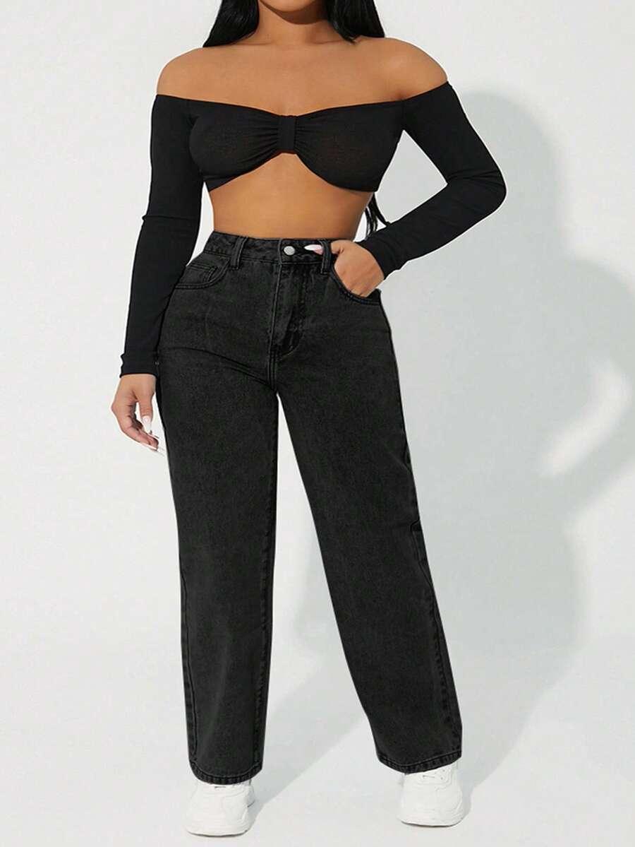 czarne spodnie jeans