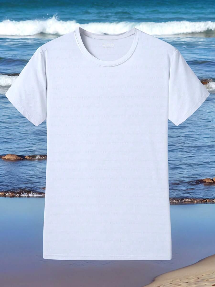 BIAŁY T-SHIRT OKRĄGŁY DEKOLT