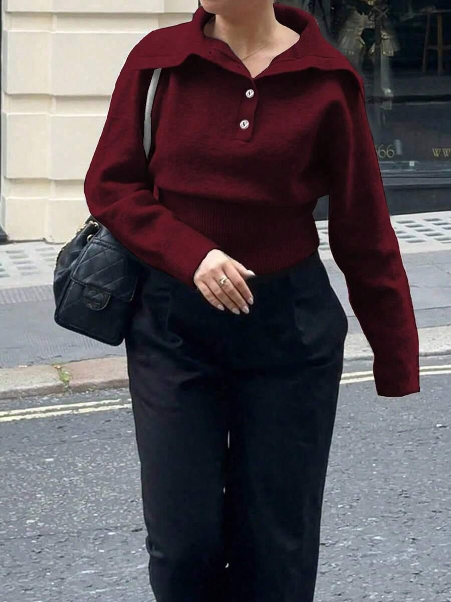 bordowy dzianinowy sweter 