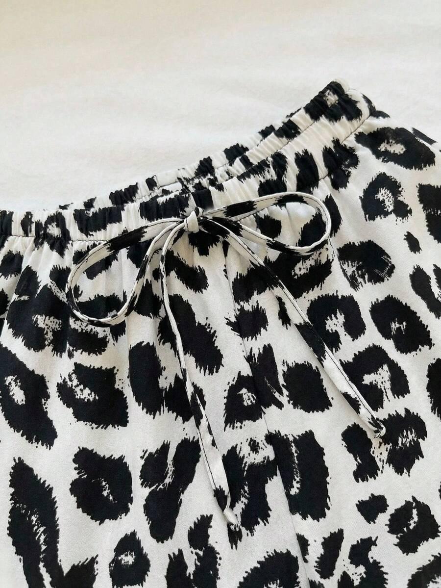 spodnie animal print kontrast 