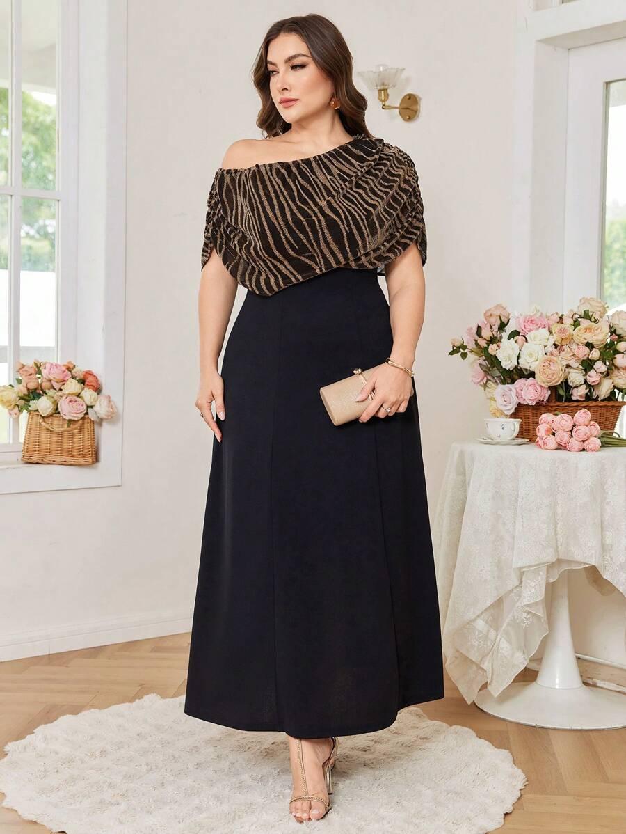 CZARNA MAXI SUKIENKA animal print