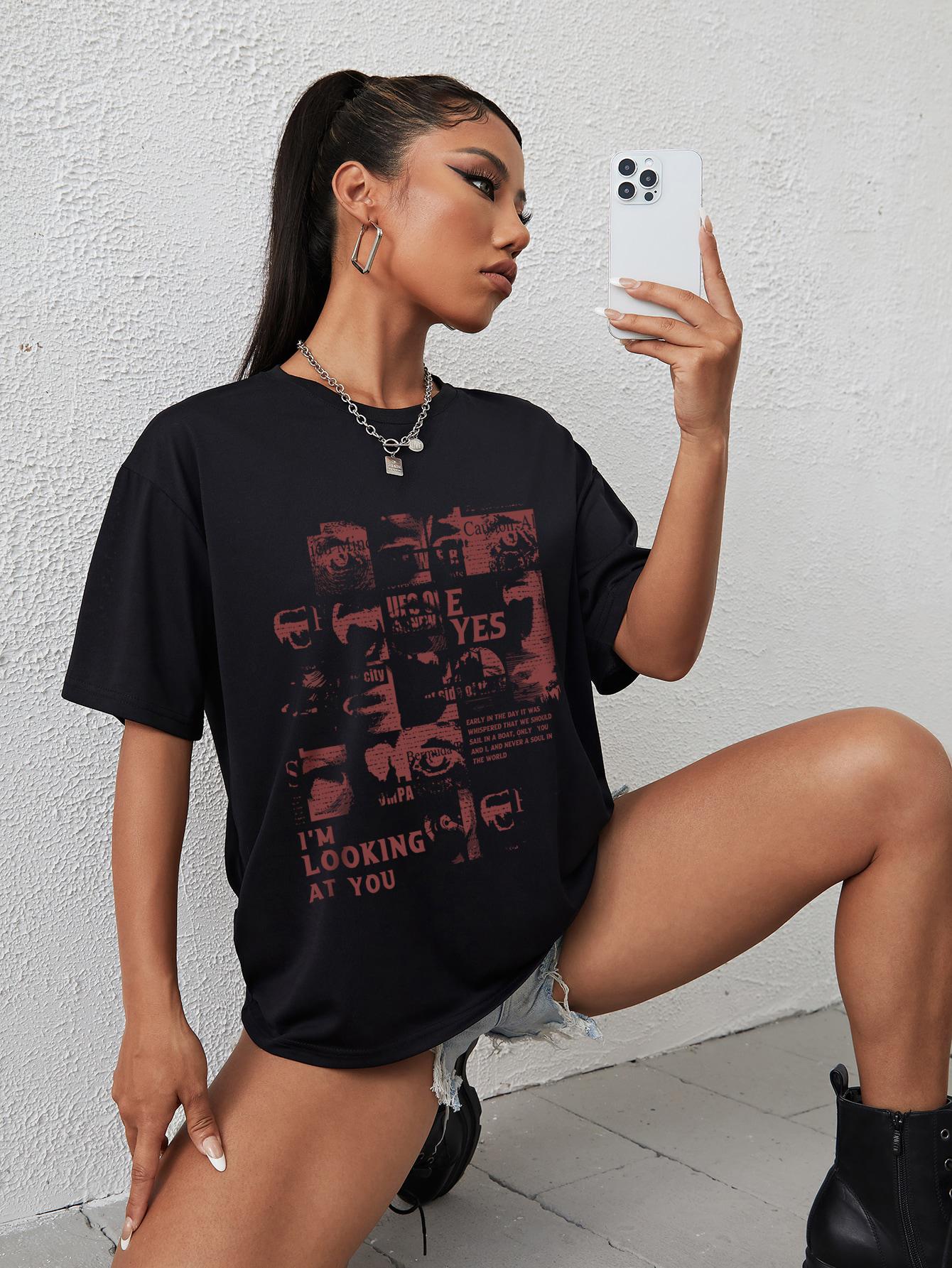 CZARNY T-SHIRT PRINT
