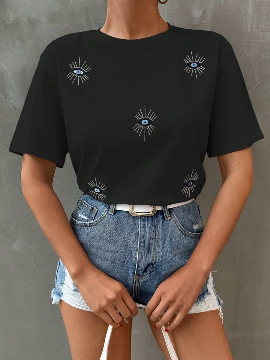 CZARNY T-SHIRT PRINT