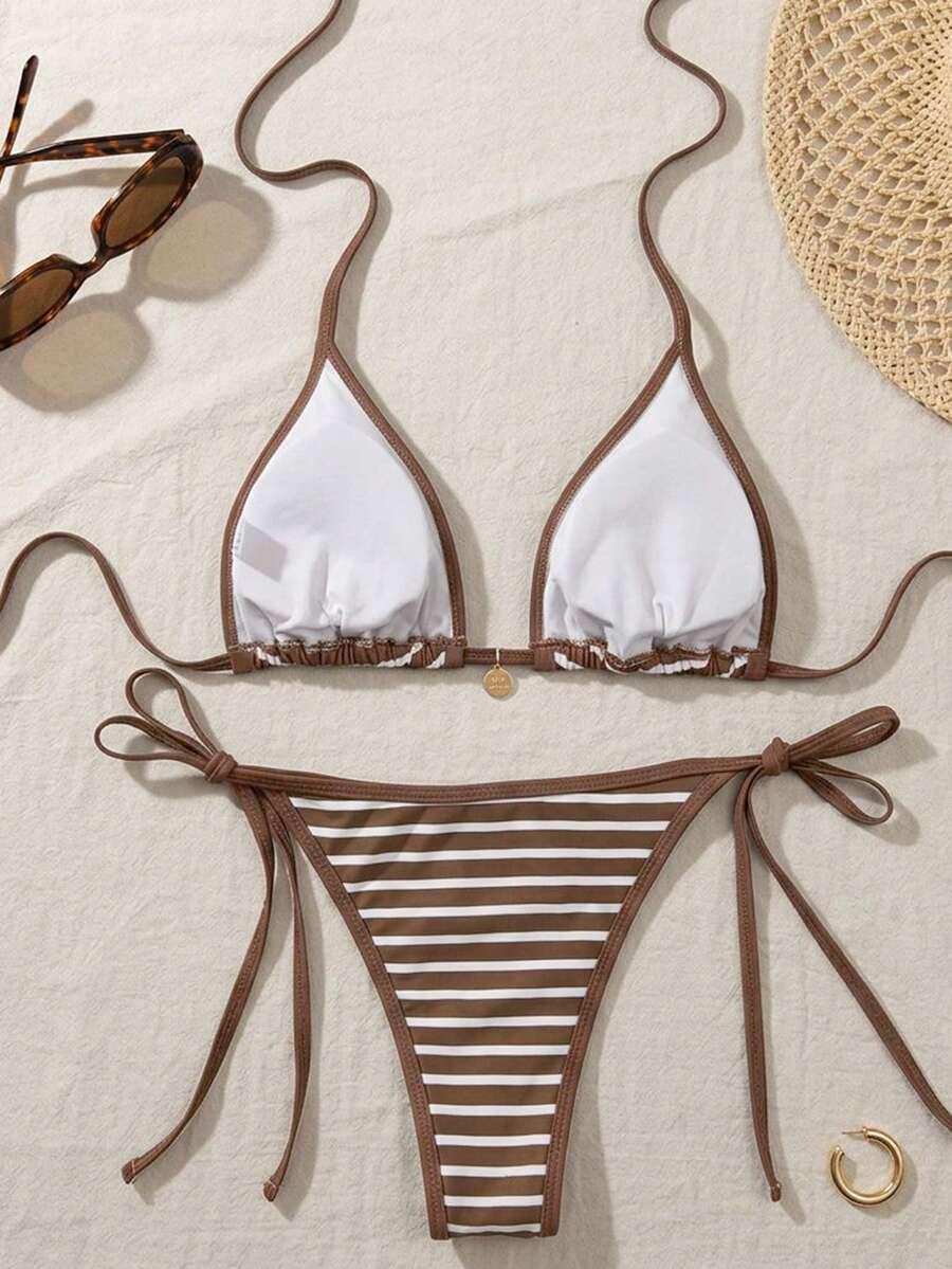 KOMPLET BIKINI WIĄZANY W PASKI