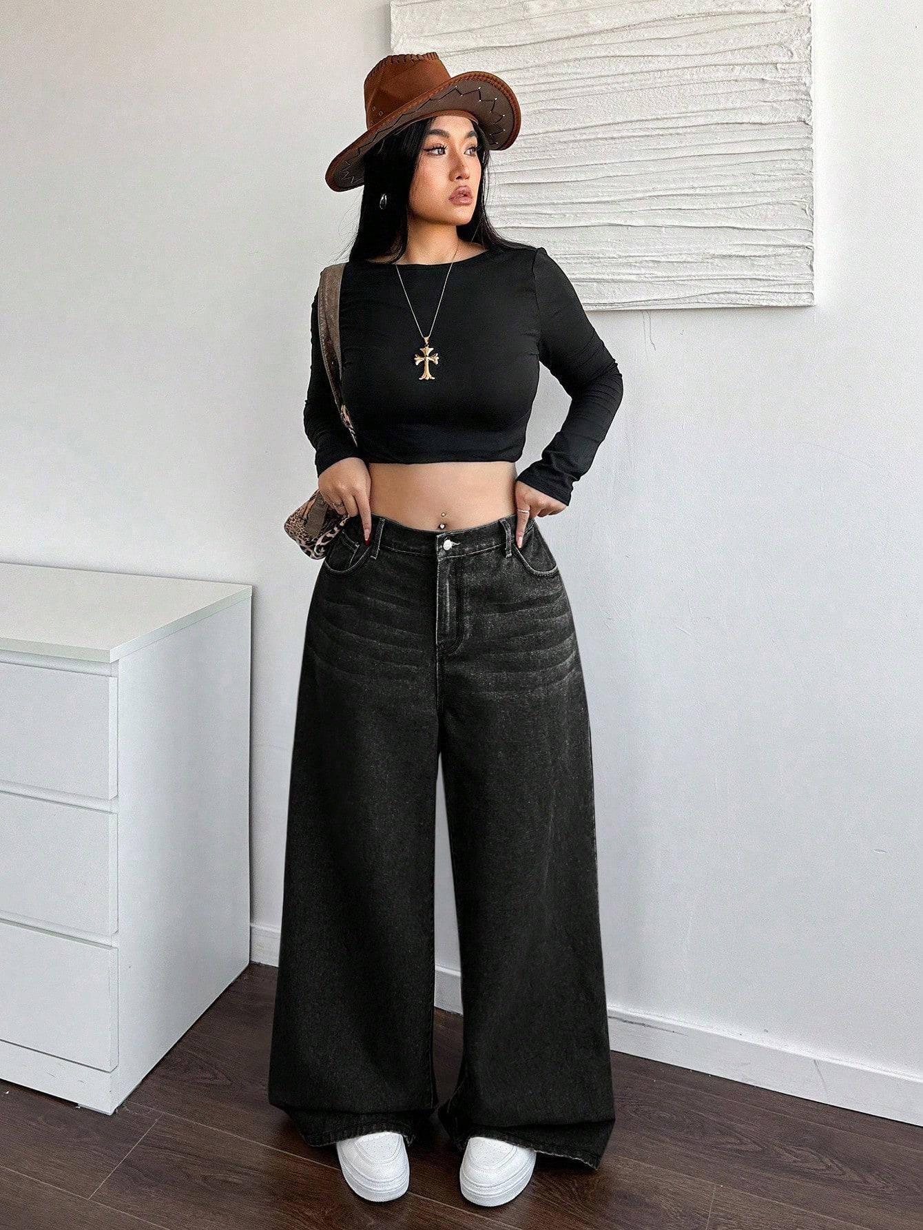 CZARNE SPODNIE JEANS 