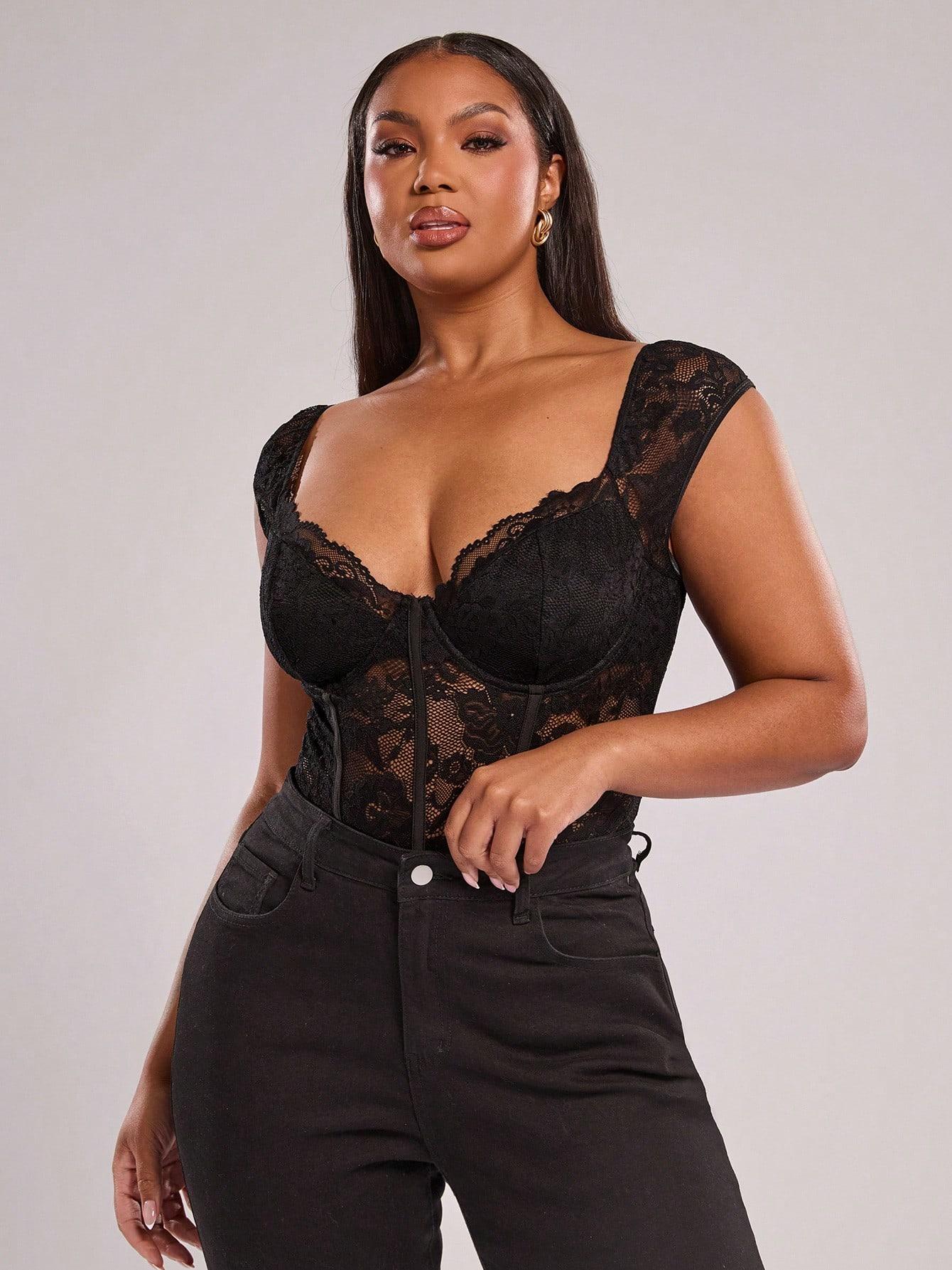CZARNE KORONKOWE BODY