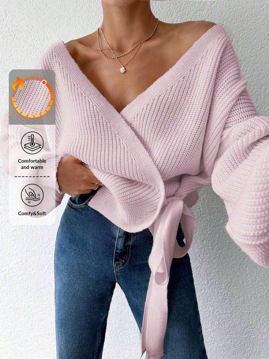 RÓŻOWY SWETER WIĄZANIE