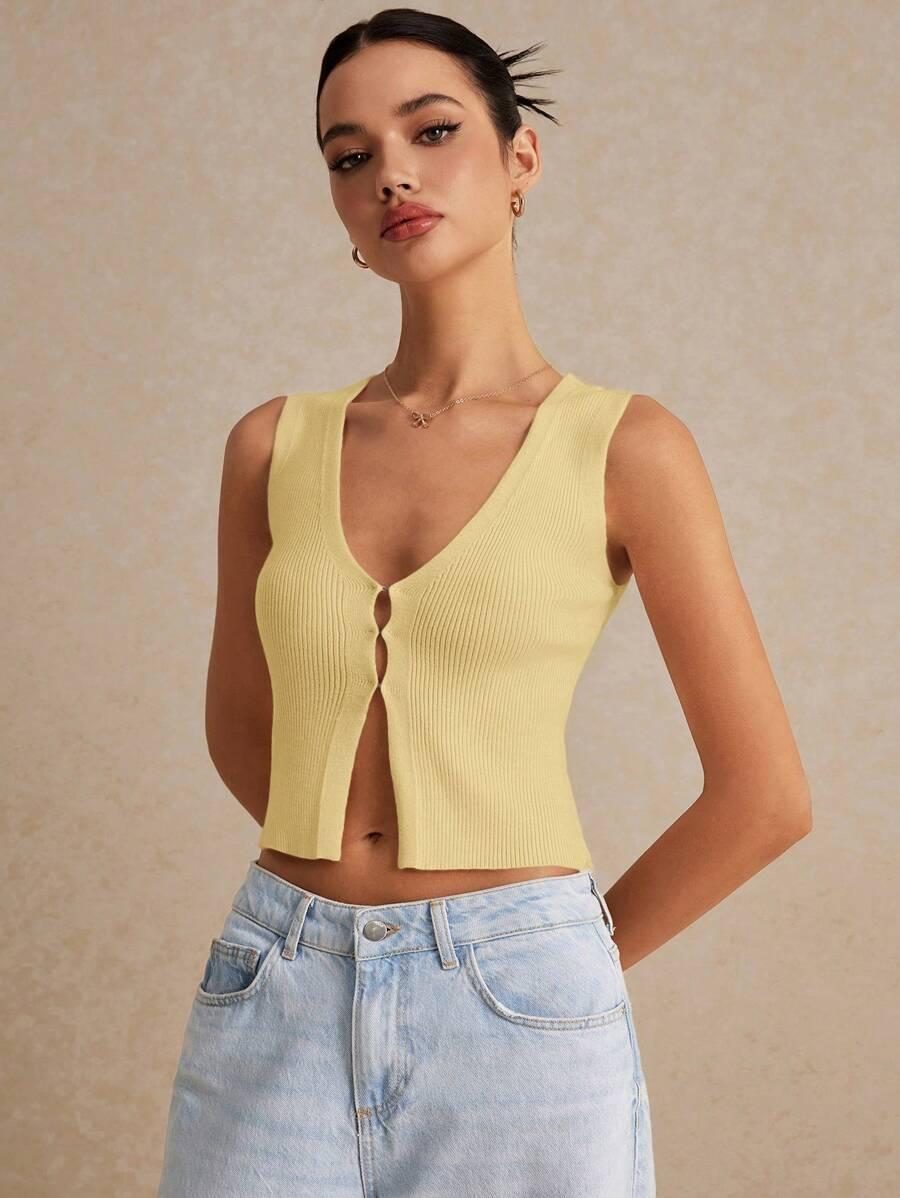 DZIANINOWY TOP DAMSKI 