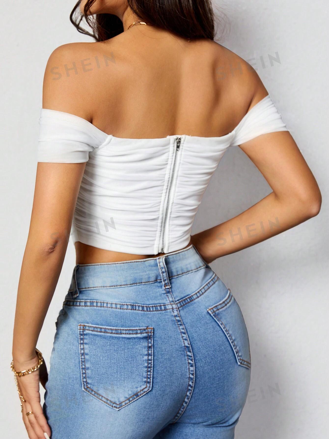 BIAŁY CROP TOP GORSET