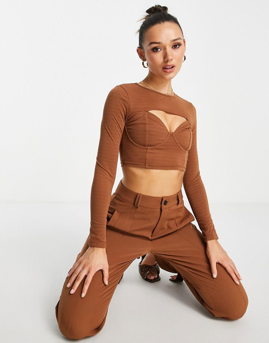 CROP TOP WYCIĘCIE długi rękaw