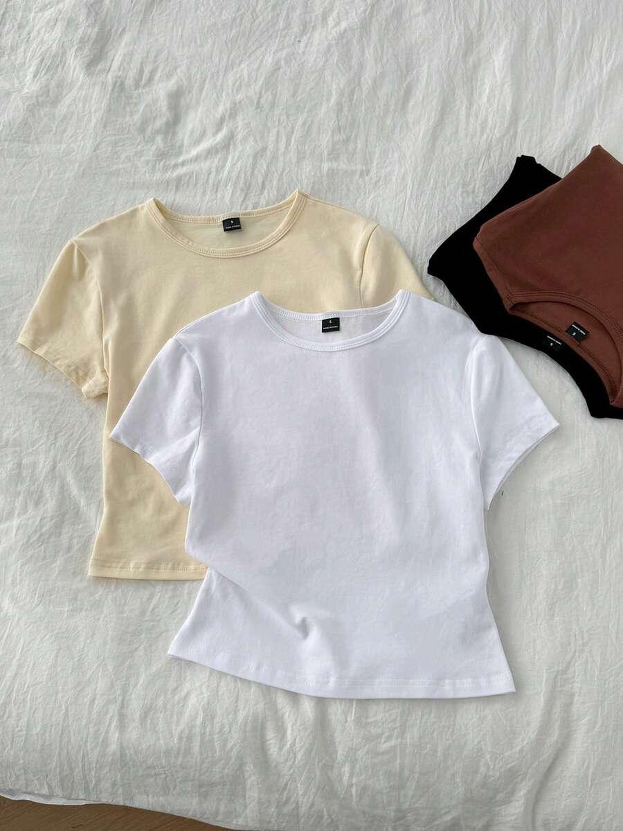 t-shirt okrągły dekolt 4-pack