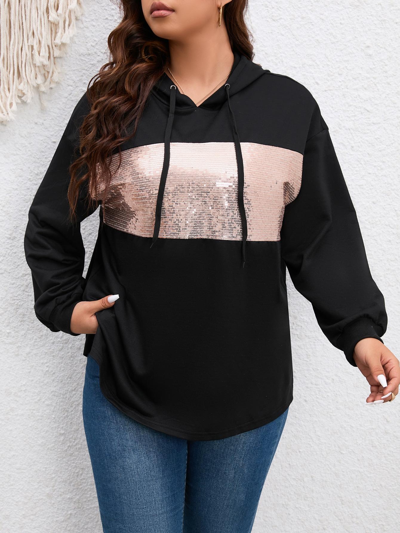 BLUZA KAPTUR CEKINY