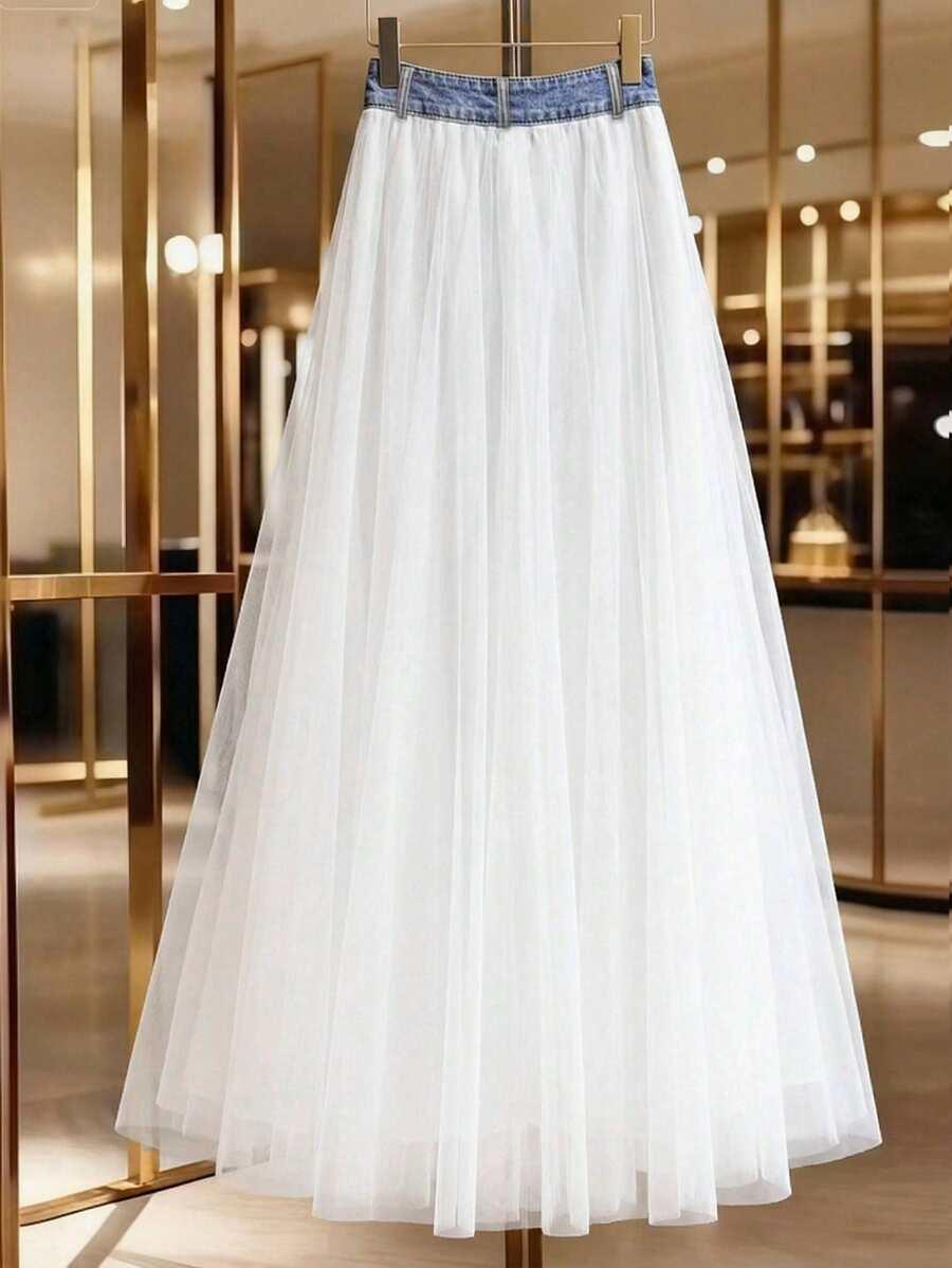 spódnica maxi tiul jeans