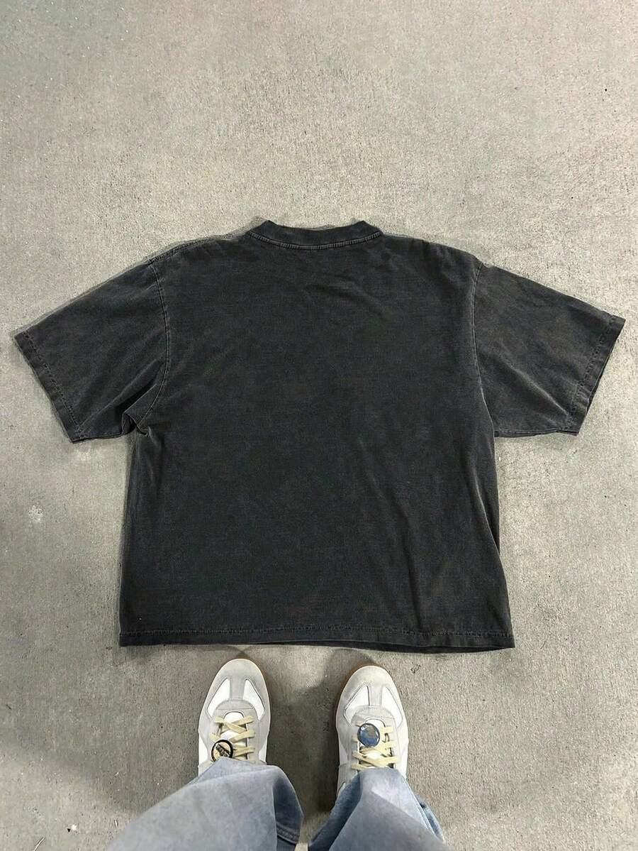 CZARNY T-SHIRT NADRUK 