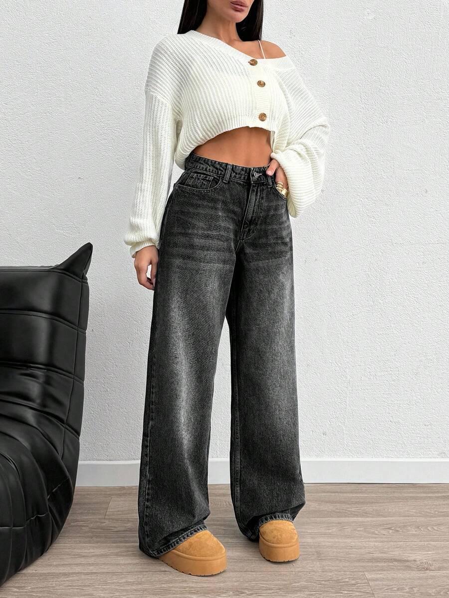 SZARE SPODNIE JEANS