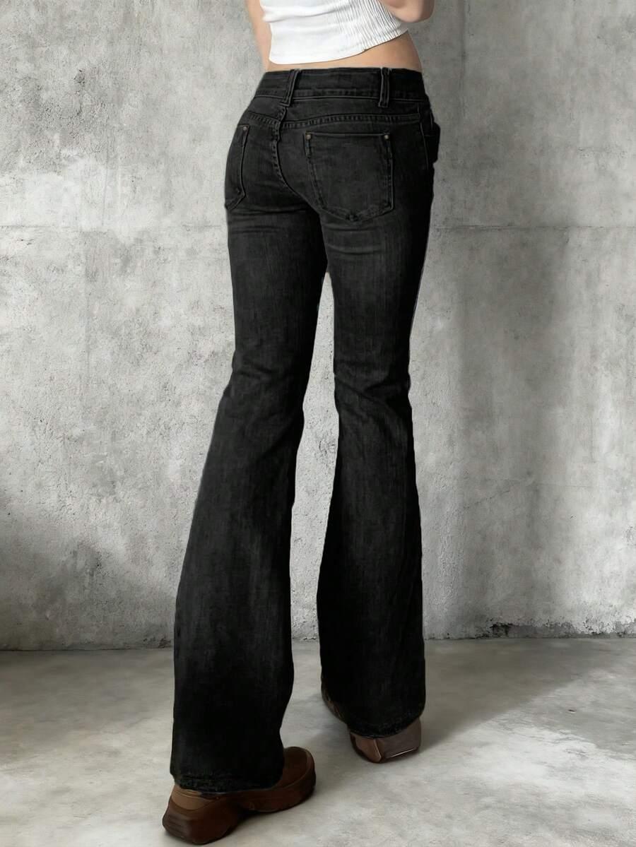 CZARNE SPODNIE JEANS NISKI STAN