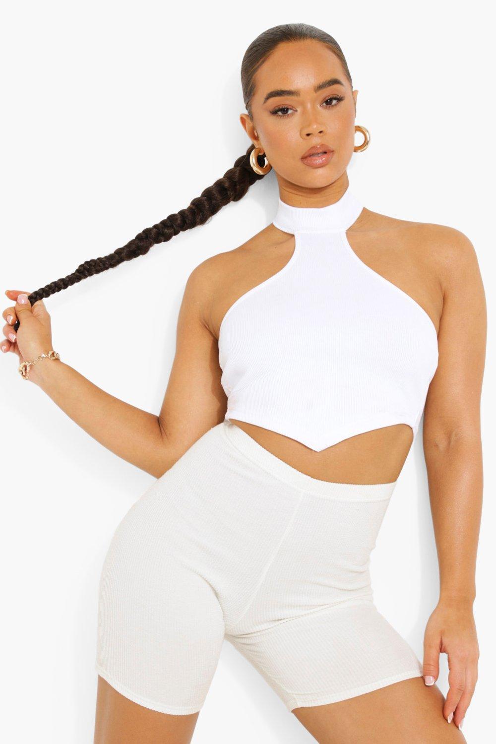 BIAŁY CROP TOP PRĄŻKI