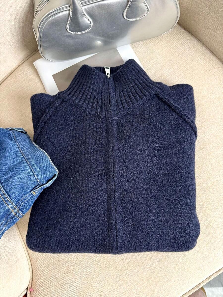 granatowy rozpinany SWETER ZAMEK 