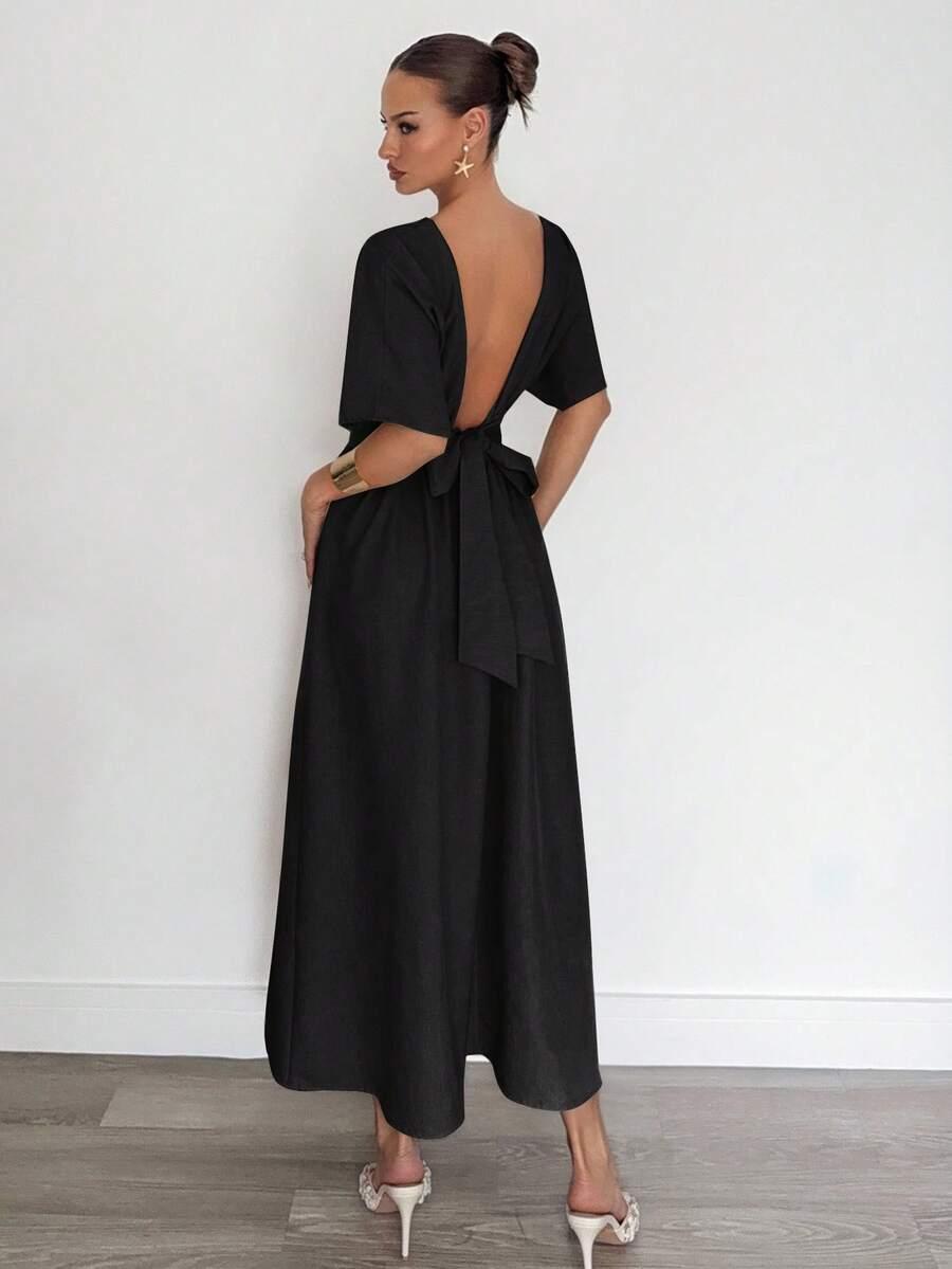 CZARNA MAXI SUKIENKA