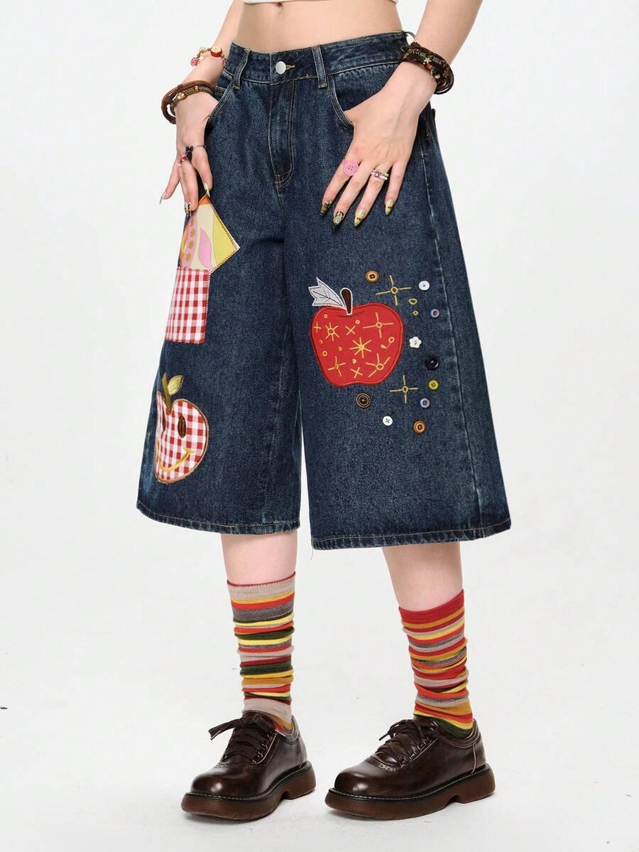 spodenki jeans nadruk