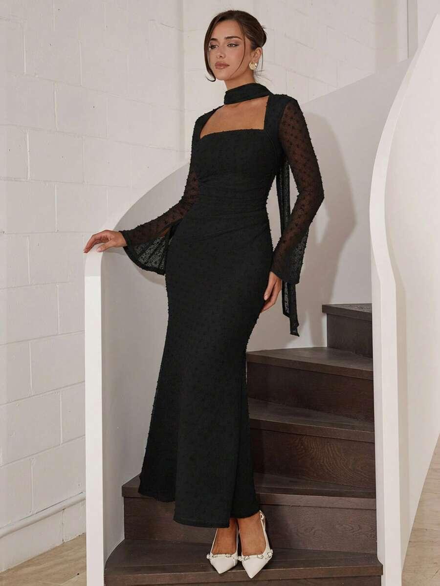 CZARNA MAXI SUKIENKA