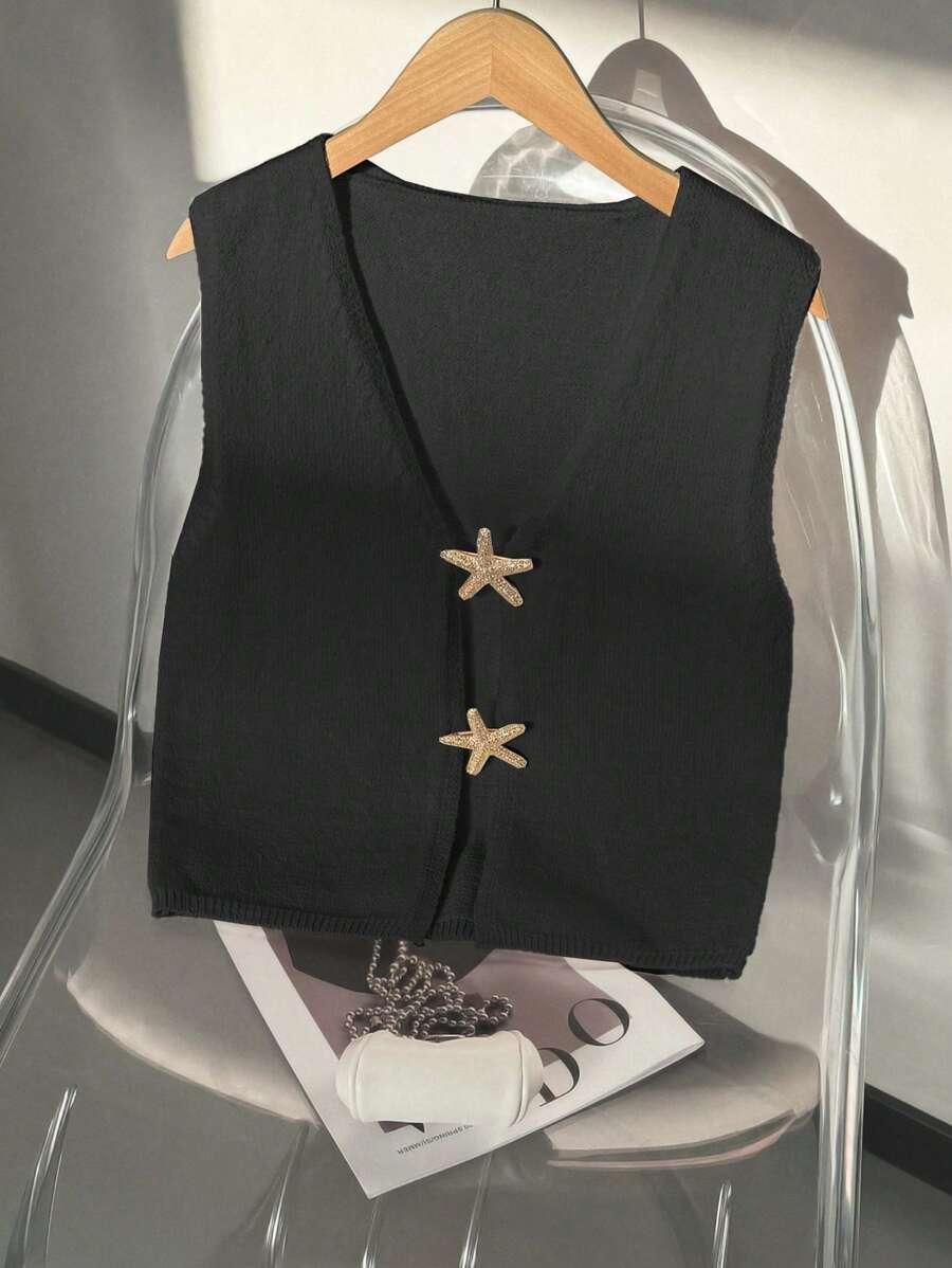 czarny dzianinowy top