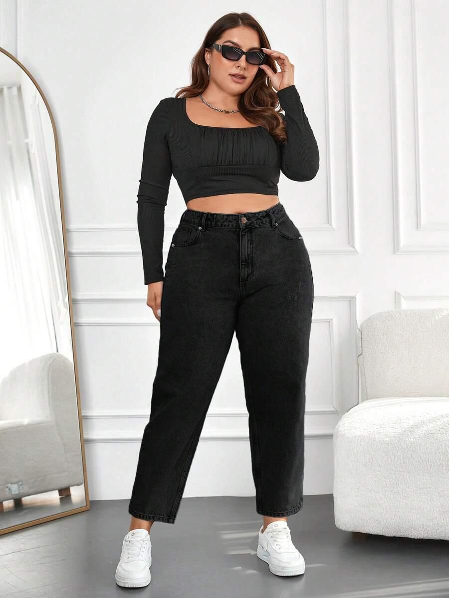 CZARNE SPODNIE JEANS 