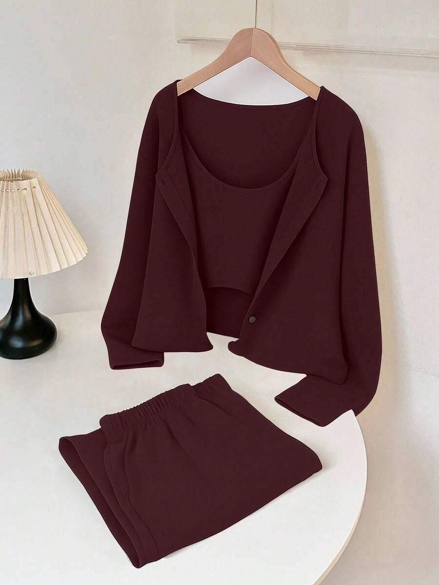 BORDOWY KOMPLET TOP SWETER SPODNIE