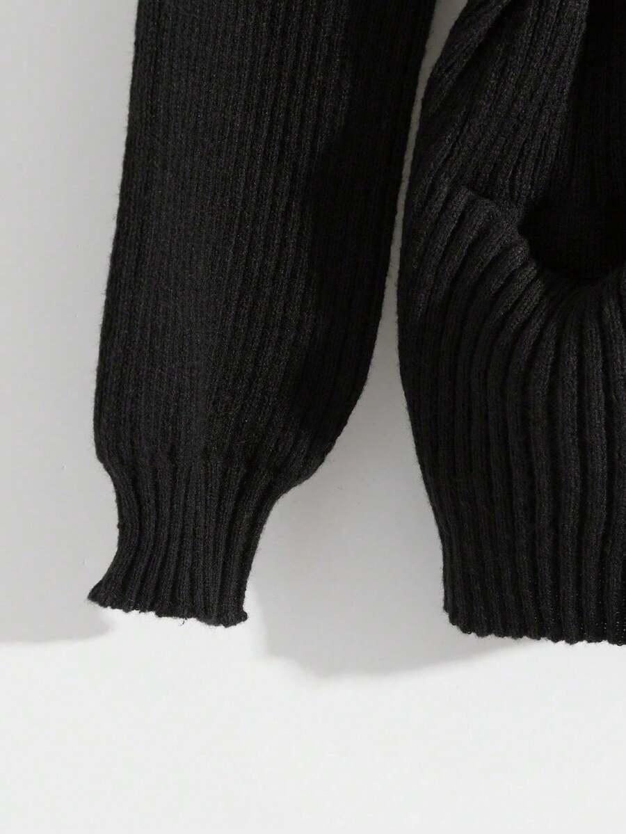CZARNY DZIANINOWY KOMPLET SWETER SPODNIE
