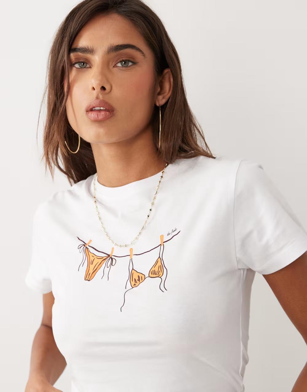 biały t-shirt print