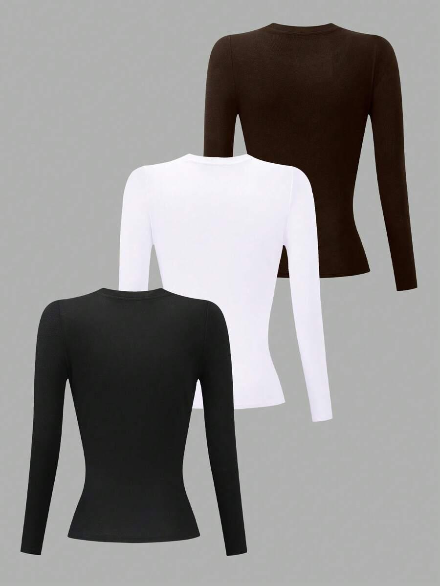 BLUZKA Z DŁUGIM RĘKAWEM 3-PACK 