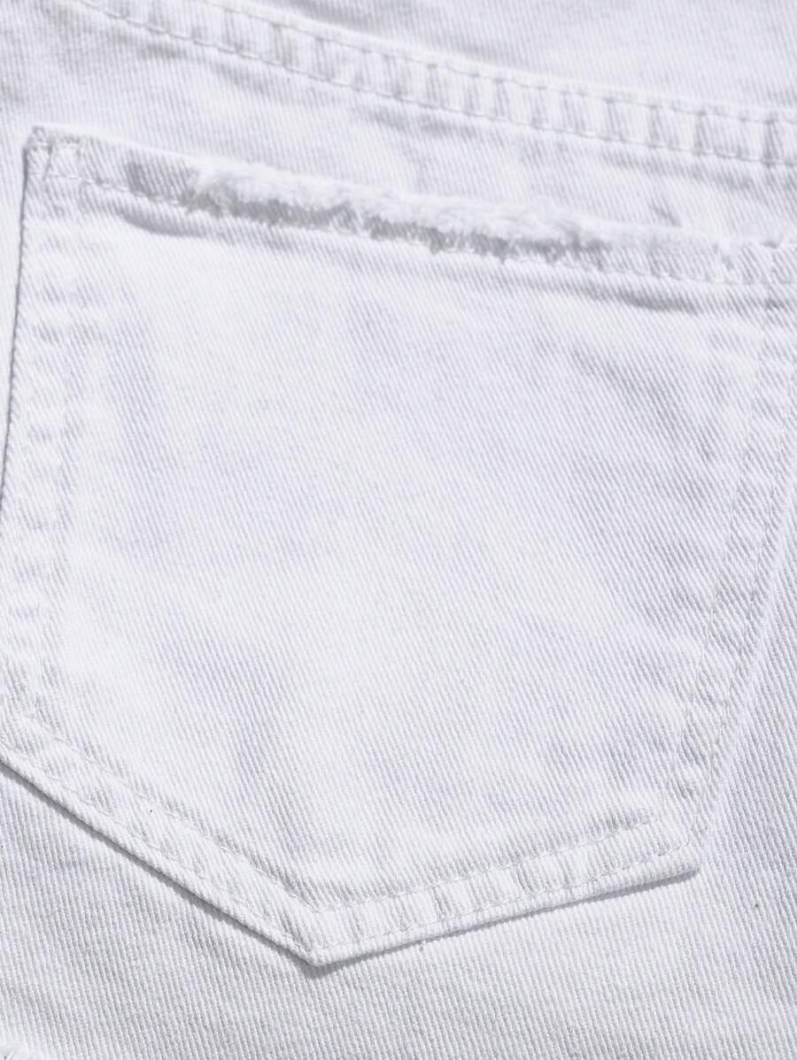 białe krótkie spodenki ripped jeans