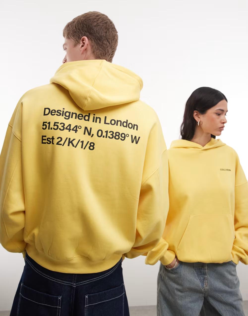 żółta bluza oversize kaptur logo