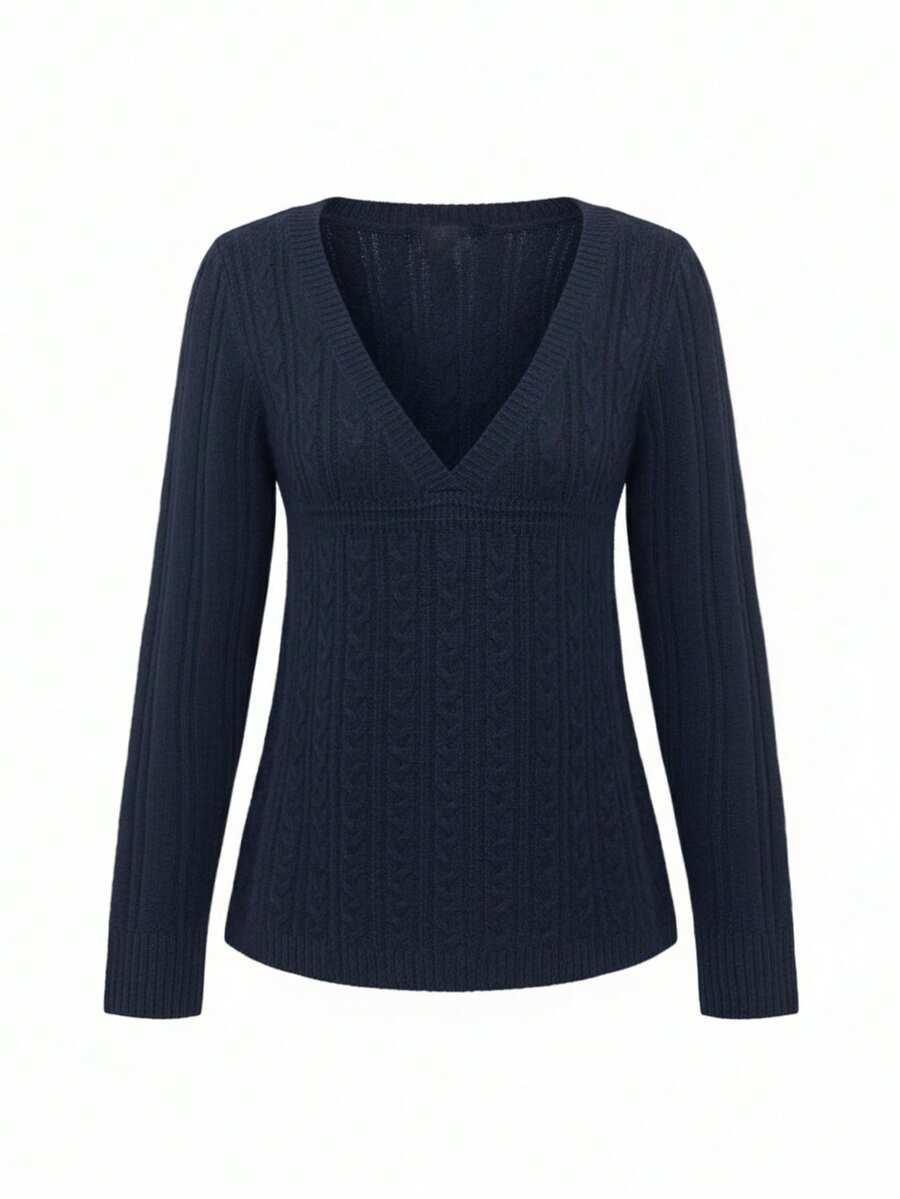 niebieski sweter v-neck