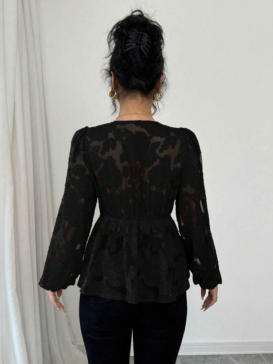 CZARNA BLUZKA V-NECK 