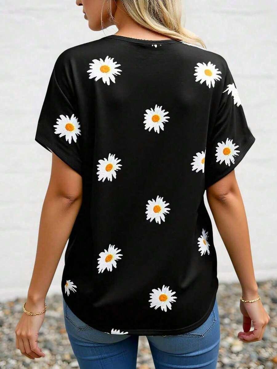 t-shirt wzór kwiaty